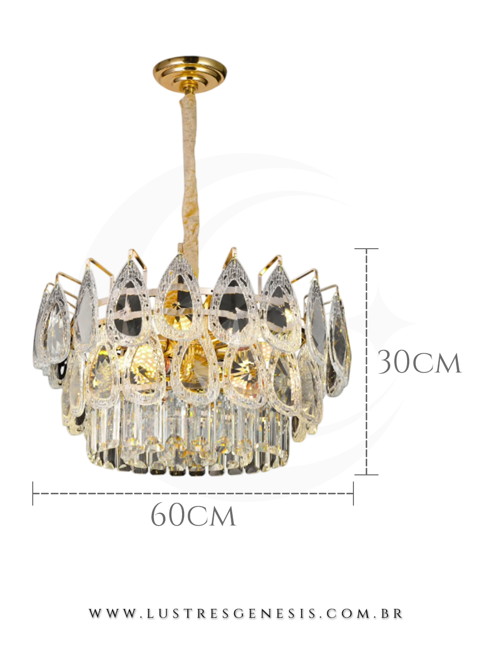 Lumin&aacute;ria de Teto Pendente Cristal e Vidro Trabalhado